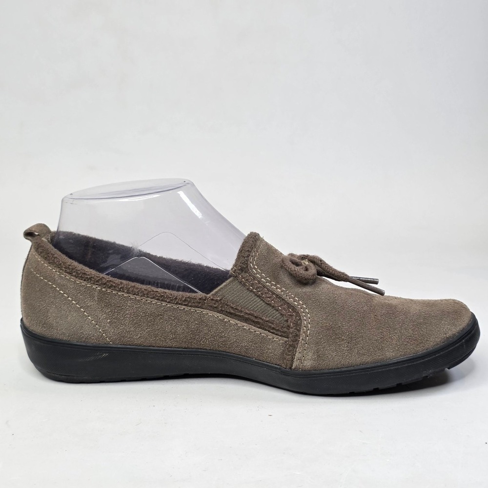 Grasshoppers Loafers Women's Size 7 M Gray Khaki Suede Slip On Bow Detail Shoes - Picture 5 of 14